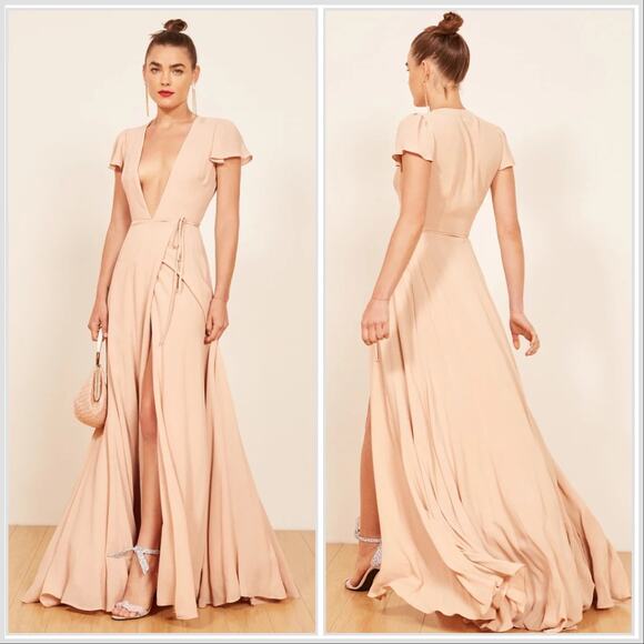 Reformation Rosey Dress in Champagne Small Formal Bridesmaid Wedding - Picture 1 of 9